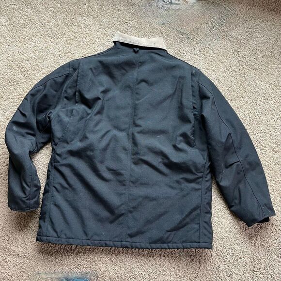VTG Carhartt C14 Black Workwear Coat L/XL Rugged Faded Nylon, Cord Collar - Picture 6 of 12